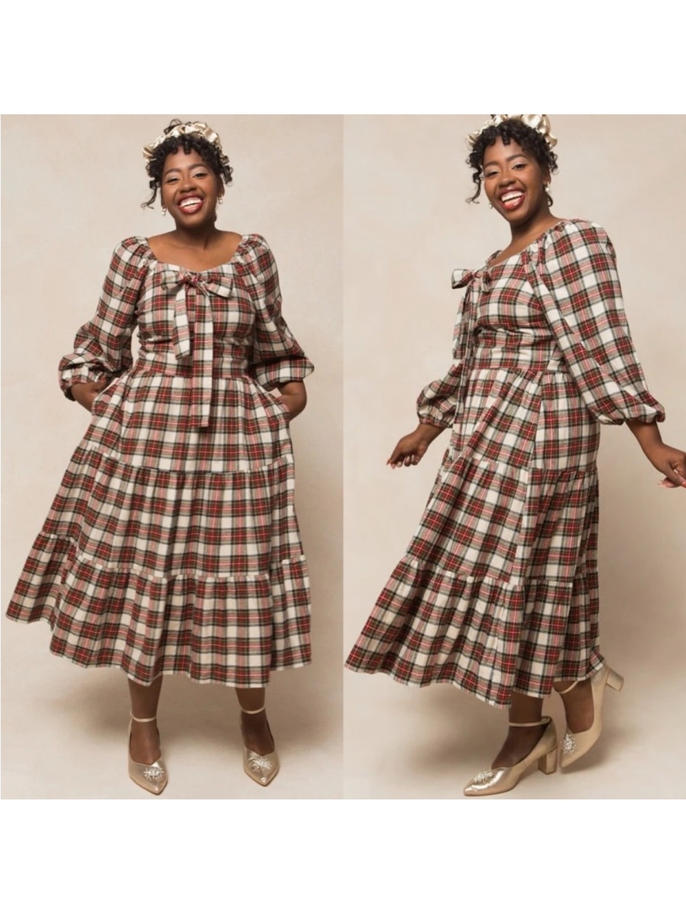 Ivy City Co Merry Dress Holiday Plaid Midi Size 2X NWT New - Picture 2 of 16